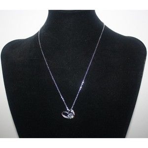 925 Silver Plated Necklace Pendant Women's Cubic Zirconia 18" Bridal Jewelry